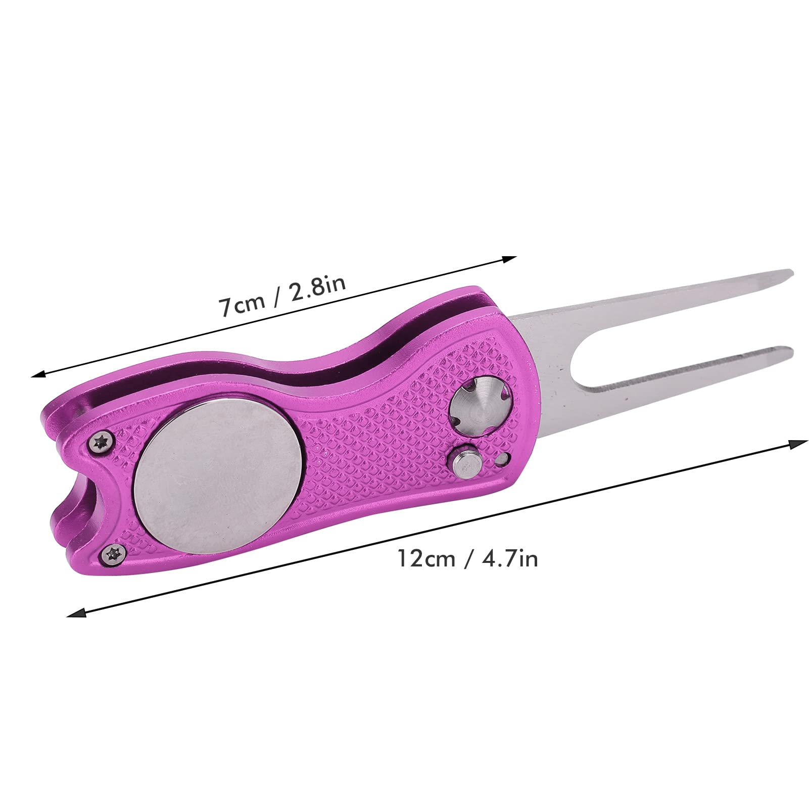 ZJchao Divot Repair Tool, Divot Repair Tool Green Fork Stainless Steel Foldable with Magnetic (Roseate)