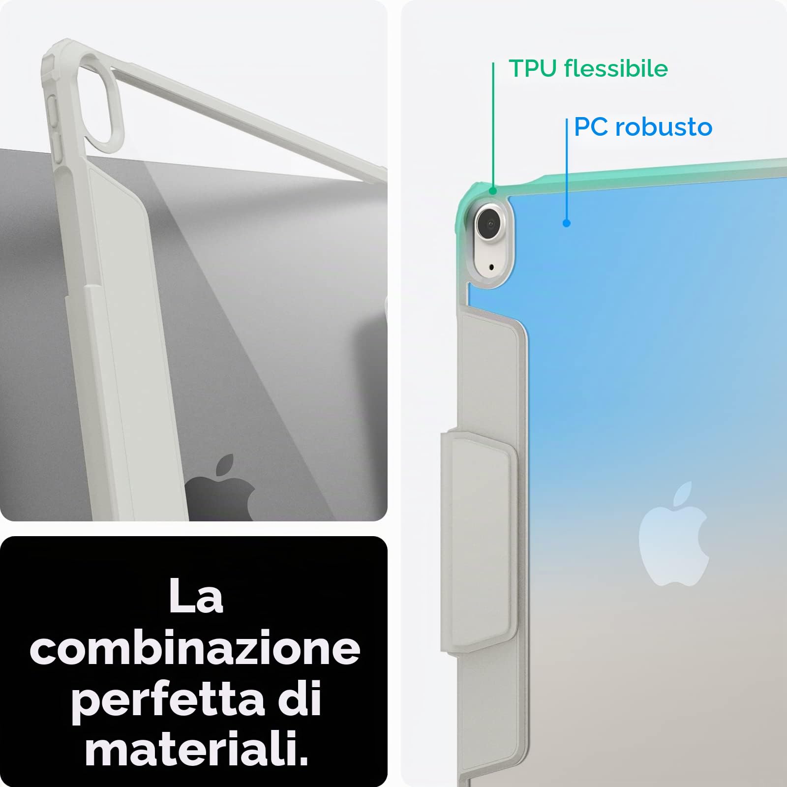 Spigen Cover AirSkin Pro Compatibile con iPad Air 11 pollici M4/M3/M2 (2026/2025/2024) 8/7/6 Generazione, Custodia per iPad Air 10.9 pollici 5/4 Generazione (2022/2020) - Grigio