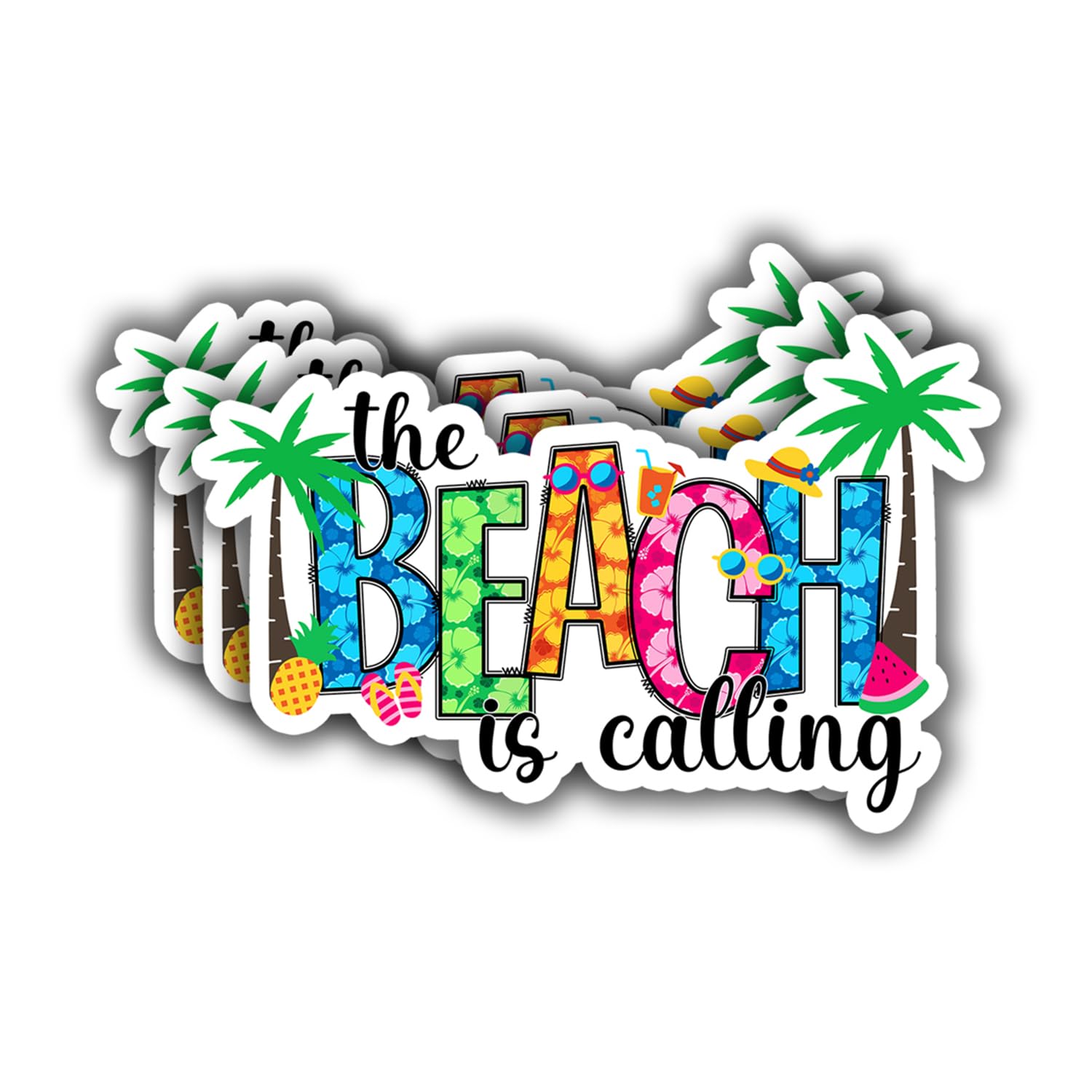 (3 pcs) The Beach is Calling Sticker Funny Ocean Life Tumbler Decal Sticker for Kindle Laptop Water Bottle Phone Hard Hat Vinyl Decal - 3x2