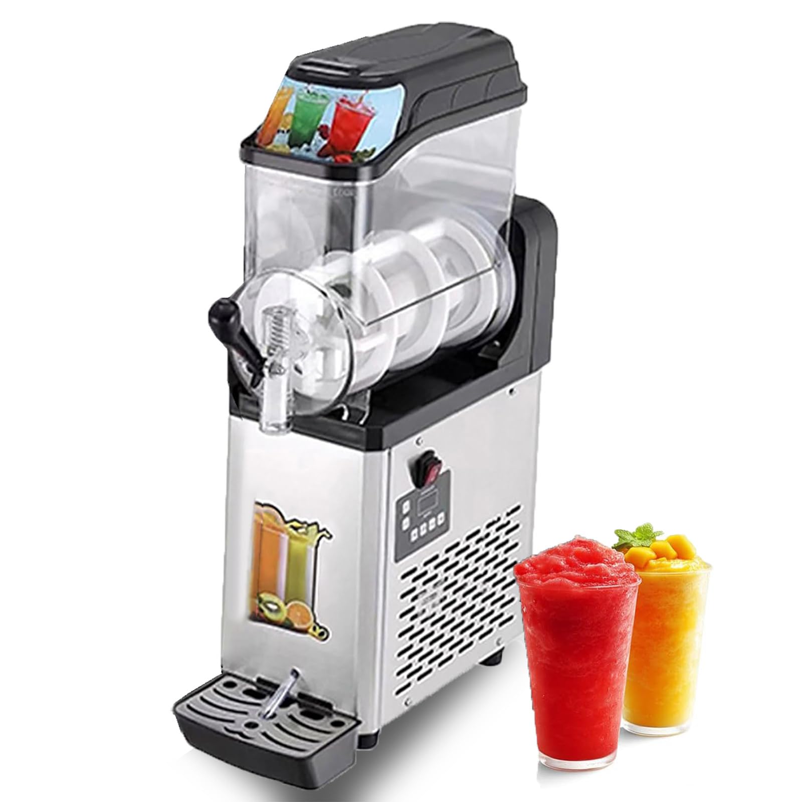 MáQuina de Granizados Profesional de 12 L para el Hogar, Sin Hielo, Autolimpiable, para Batidos, CóCteles, FrappéS y MáS,Single Cylinder