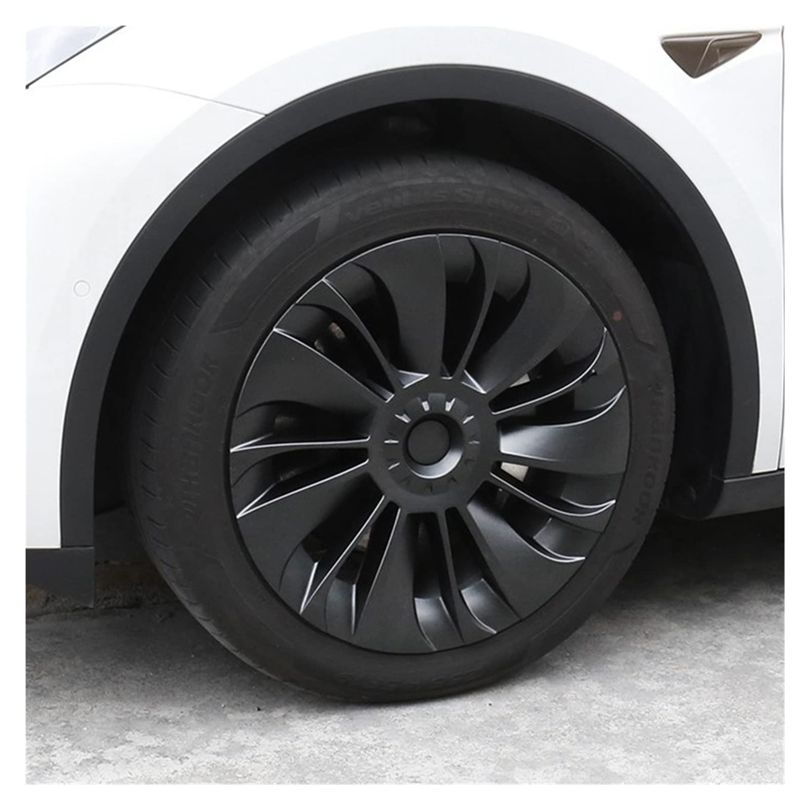 4 Coprimozzi Ruota Da 18 Pollici Per Tesla Model 3 2017-2023 - Design Sportivo Nero Opaco, In ABS Con Fibbie Metalliche