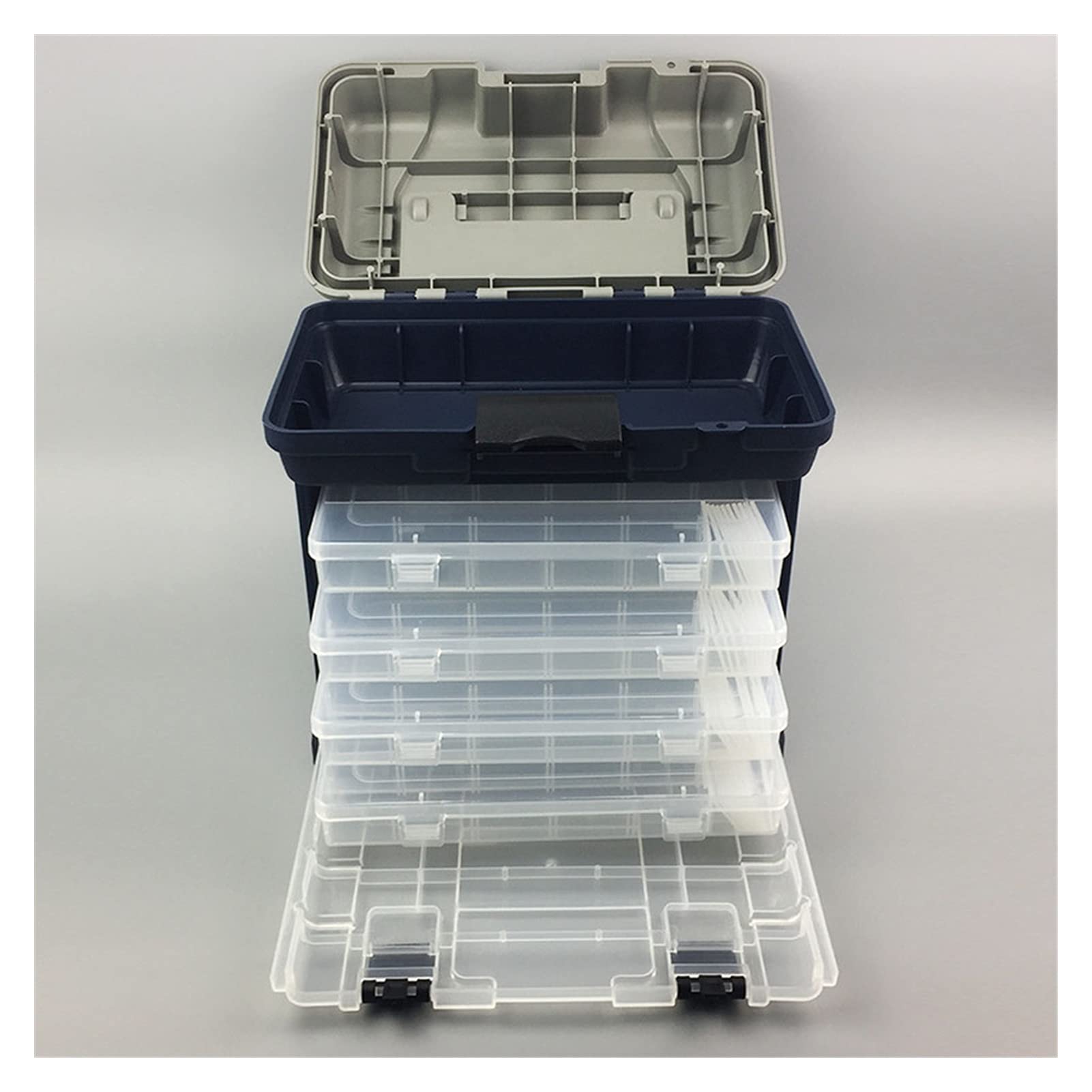 Caja de Almacenamiento Para Anzuelos de Pesca Caja de almacenamiento portátil de engranajes de pesca 5 capas Caja de pesca de mano de mano alta resistencia ABDOMINALES Accesorios de pesca de plástico
