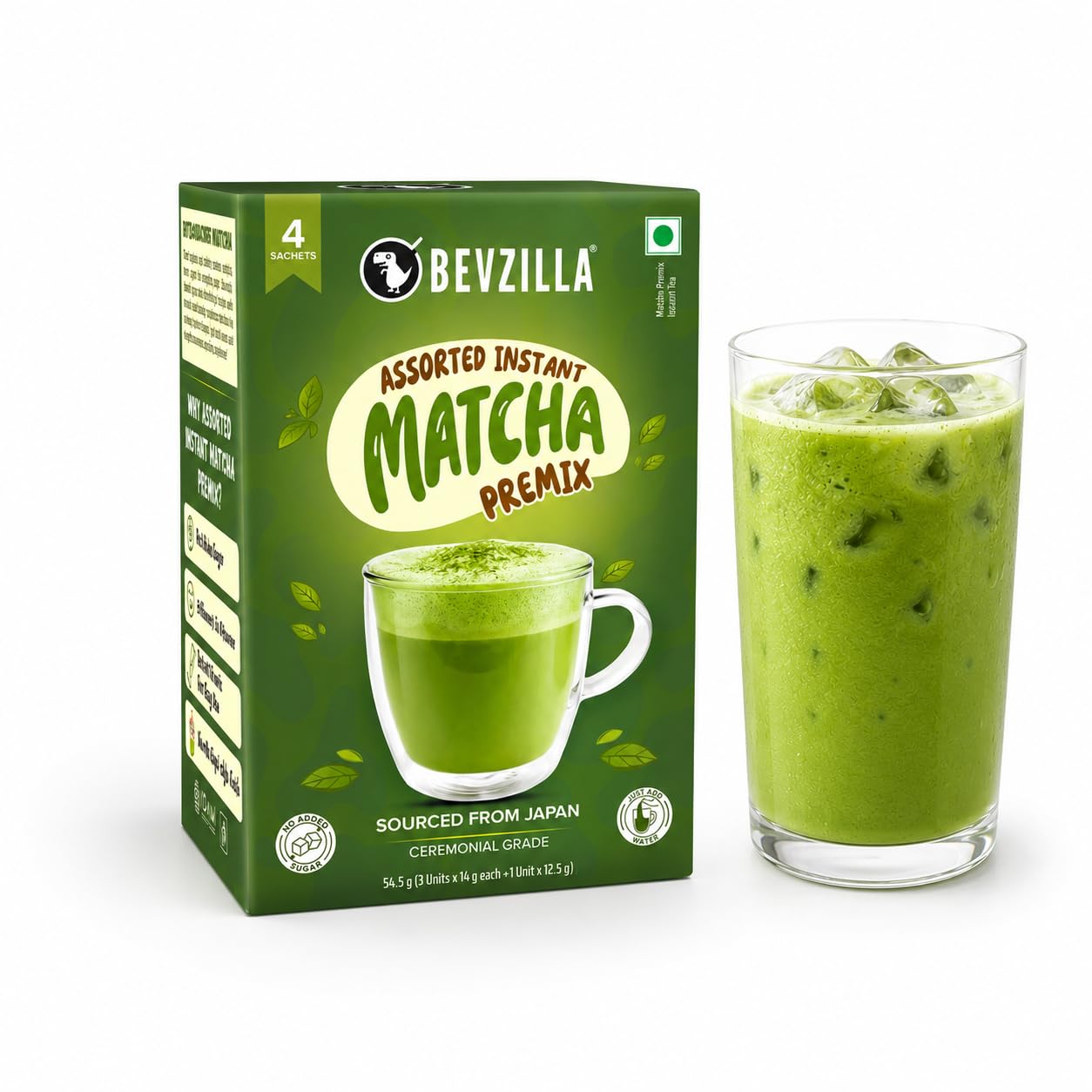 Bevzilla Instant Matcha Premix 4 Assorted Sachets | Ceremonial Grade Green Tea | No Added Sugar | Smooth Energy Drink Mix | Single Serve | Hot & Cold Matcha Anytime-image-41