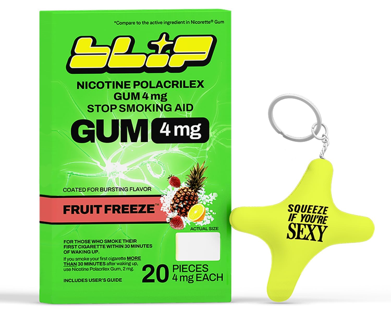 Blip Nicotine Gum 4mg &amp; Stress Star, Fruit Freeze, 20 Count, Quit Smoking