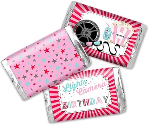 AmandaCreation - Mini envoltorios de calcomanías de barra de caramelo de chocolate para niñas, 45 etiquetas envolventes de 1.4 x 2.6 pulgadas de