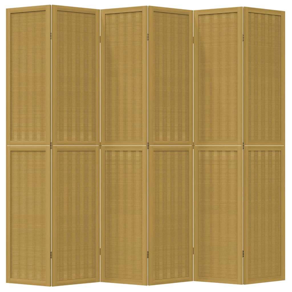 Lot de 6 séparateurs de pièce en bois massif de paulownia et bambou - 210 x 220 cm - Paravent pliable - Pour salon, chambre à coucher, bureau, intimité