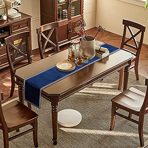 Topfinel Dining Table Runners Modern Table Runner, Velvet Table Runner With Silver Edge For Wedding Party Holiday Glam Home Coffee Table Decor, 13 X 108 Inch-Navy #TOP4