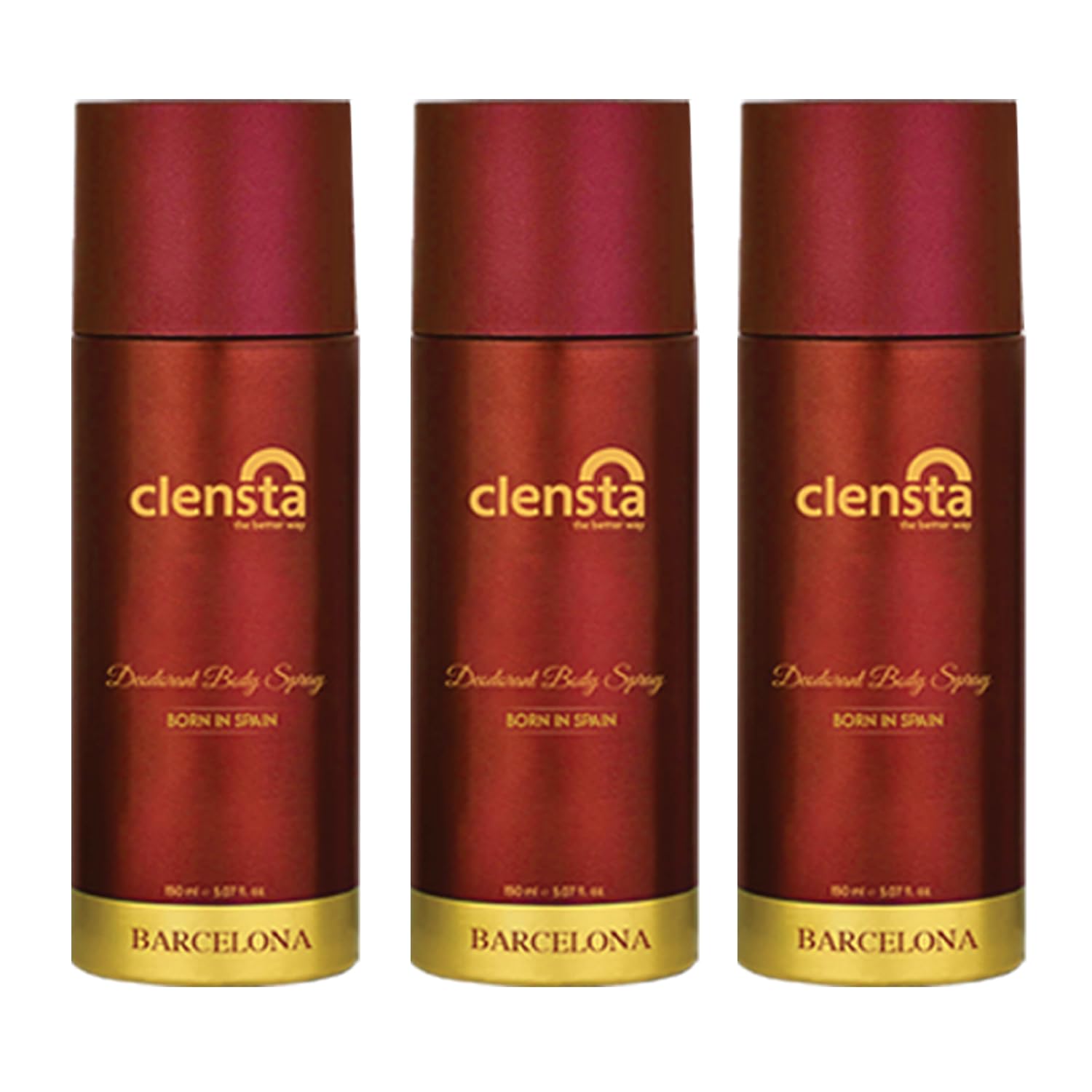 Clensta Barcelona Deodorant for Men 150ml Pack of 3 Body Spray Long Lasting | All Day Freshness | Born in Spain