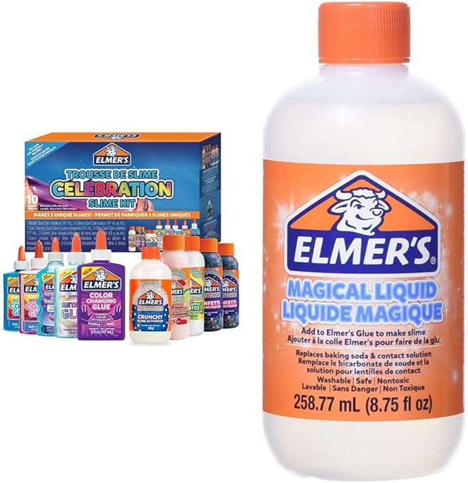 Elmer’s Celebration Slime Kit, Slime Supplies Include Assorted Magical Liquid Slime Activators