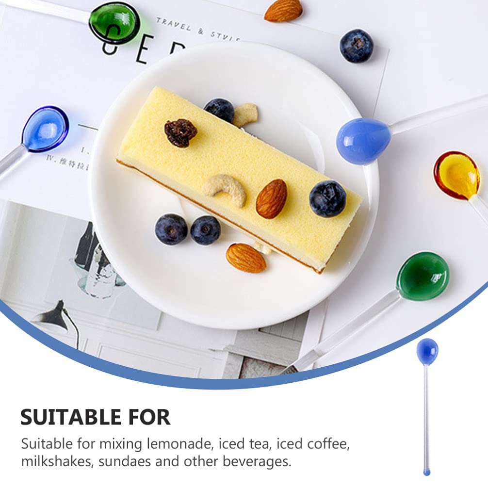 6Pcs Glass Spoons Stirring Spoons for Salt Sugar Cold Drink Stirrer Cake Spoon Small Teaspoon Swizzle Sticks