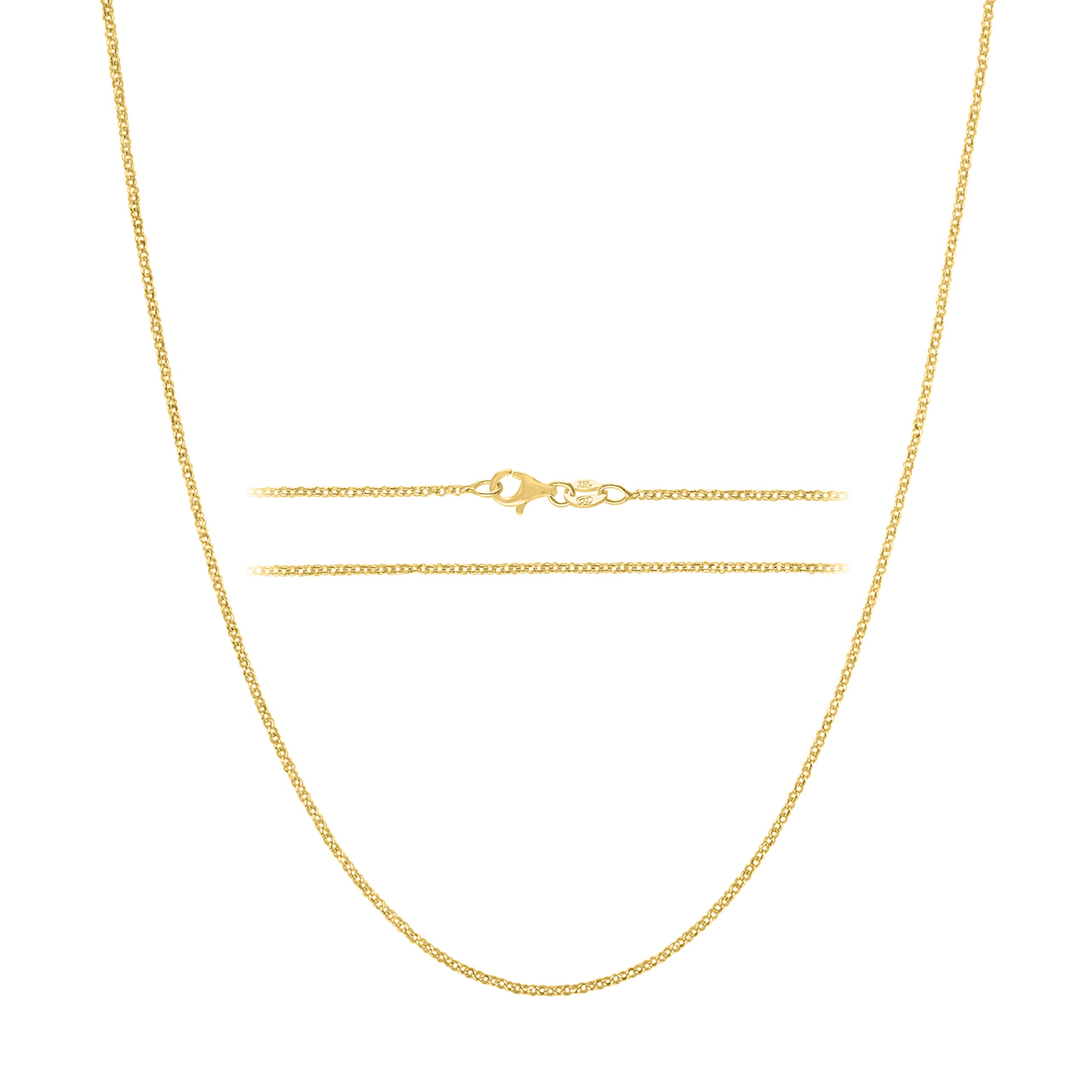 Gold Cable Link Chain Necklace – Thin, Dainty, Gold-Plated 925 Sterling Silver Jewelry for Women & Men with Lobster Claw Clasp – Made in Italy