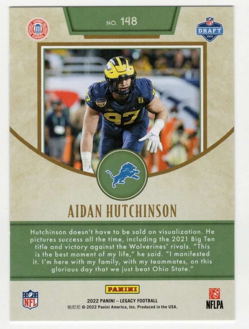 Amazon.com: AIDAN HUTCHINSON RC 2022 Panini Legacy #148 NM+-MT+