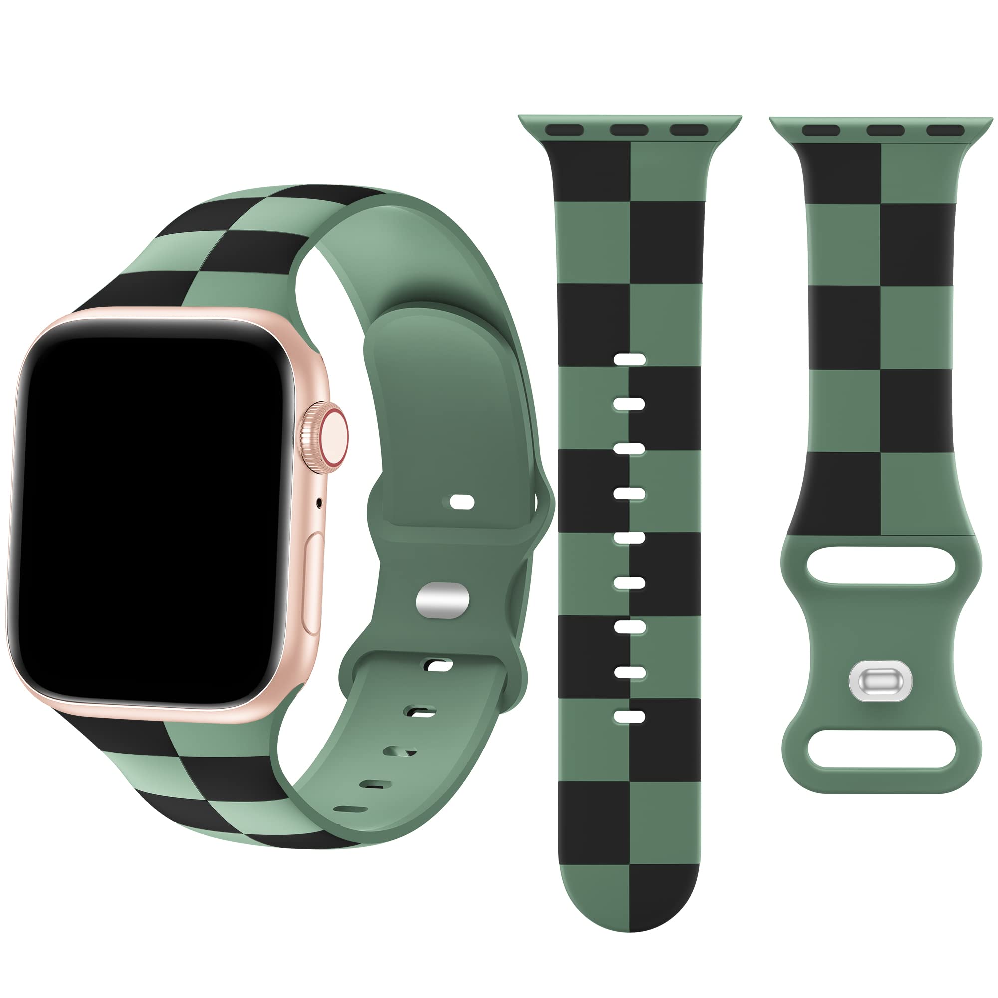 Seizehe Luxury Designer Sport Band Compatible with Apple Watch Band 44mm 38mm 40mm 41mm 42mm 45mm 49mm, Soft Silicone Strap Waterproof Wristbands for iWatch Series Ultra 8 7 SE 6 5 4 3 2 1 Women Men