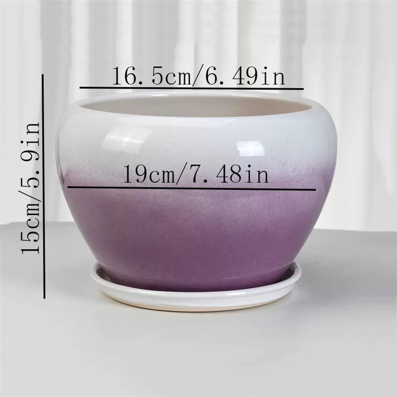 Doniczki na kwiaty Doniczki na rośliny Ponadgabarytowe doniczki w jednolitym kolorze Okrągłe Śliczne ceramiczne z tacą Donice Proste sukulenty Dom Salon Donice balkonowe Doniczka (Color : Czarny, Si