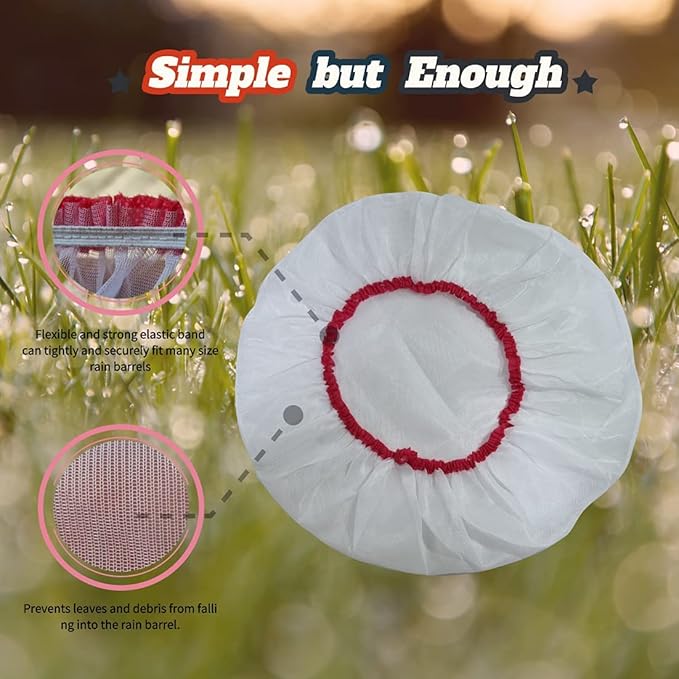 A mesh cover for rain barrels is designed to prevent debris, insects, and animals from entering the barrel and contaminating the collected rainwater. The cover is typically made from a durable and weather-resistant mesh material that allows for water to flow through while keeping unwanted particles out. This helps to maintain the quality and cleanliness of the stored rainwater.