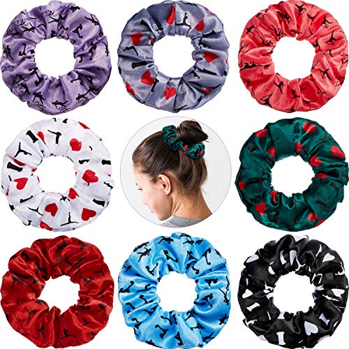 8 Pieces Gymnastics Hair Scrunchies Velvet Gymnastics Hair Elastics Gymnastics Hair Ties Gymnastics Hair Accessories for Gymnast Women Girls (Multiple Color)