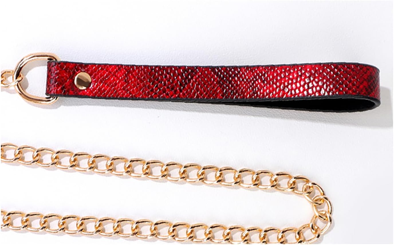 Restraint Collar with Leash BDSM Kit PU Leather Choker Collar for Adult Bedroom Play Cosplay Bondage Gear