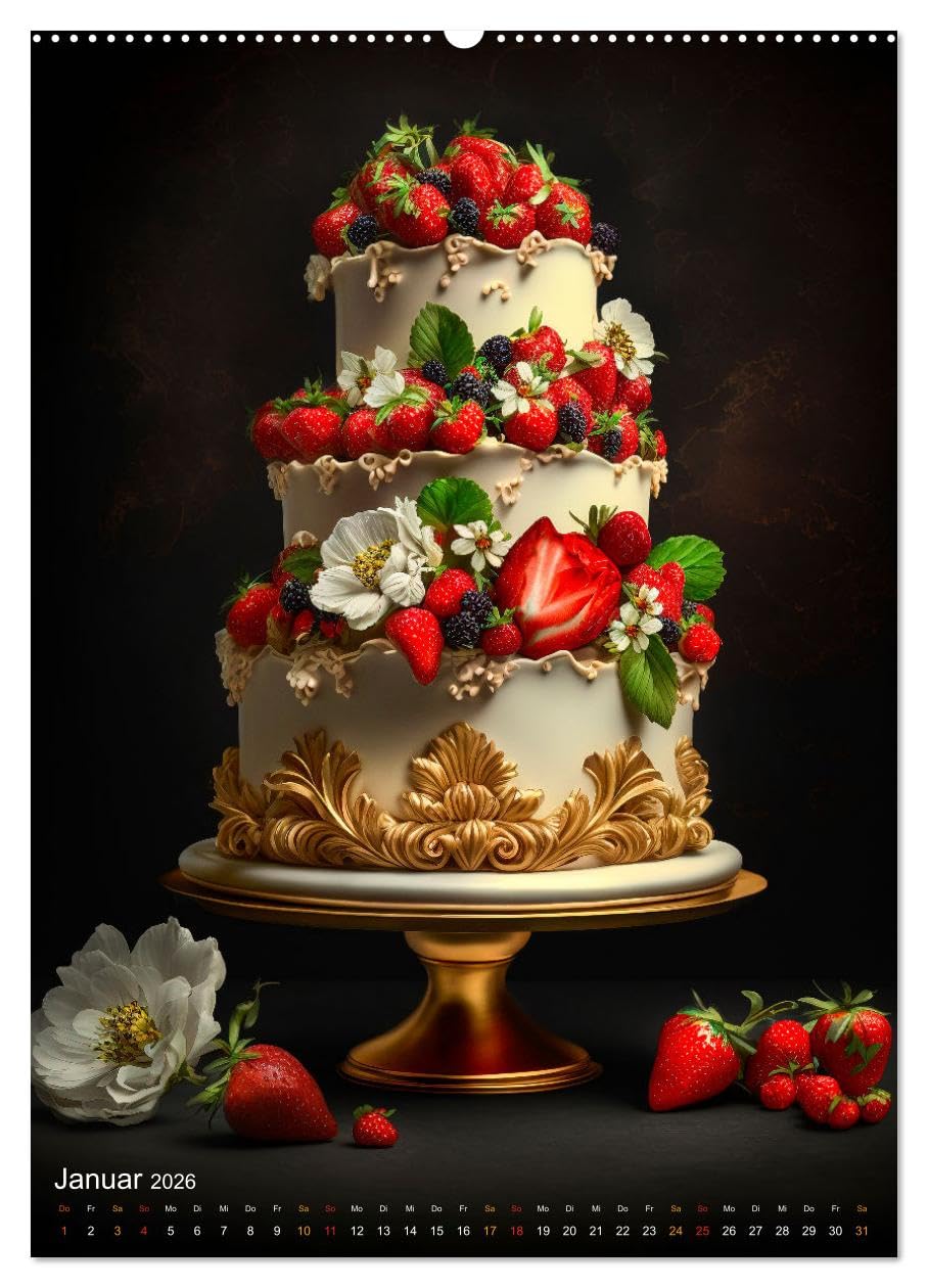 Zur Hochzeit eine Torte (hochwertiger Premium Wandkalender 2026 DIN A2 hoch), Kunstdruck in Hochglanz: Hochzeitstorten - kreative und kunstfertige Meisterwerke (CALVENDO Lifestyle)