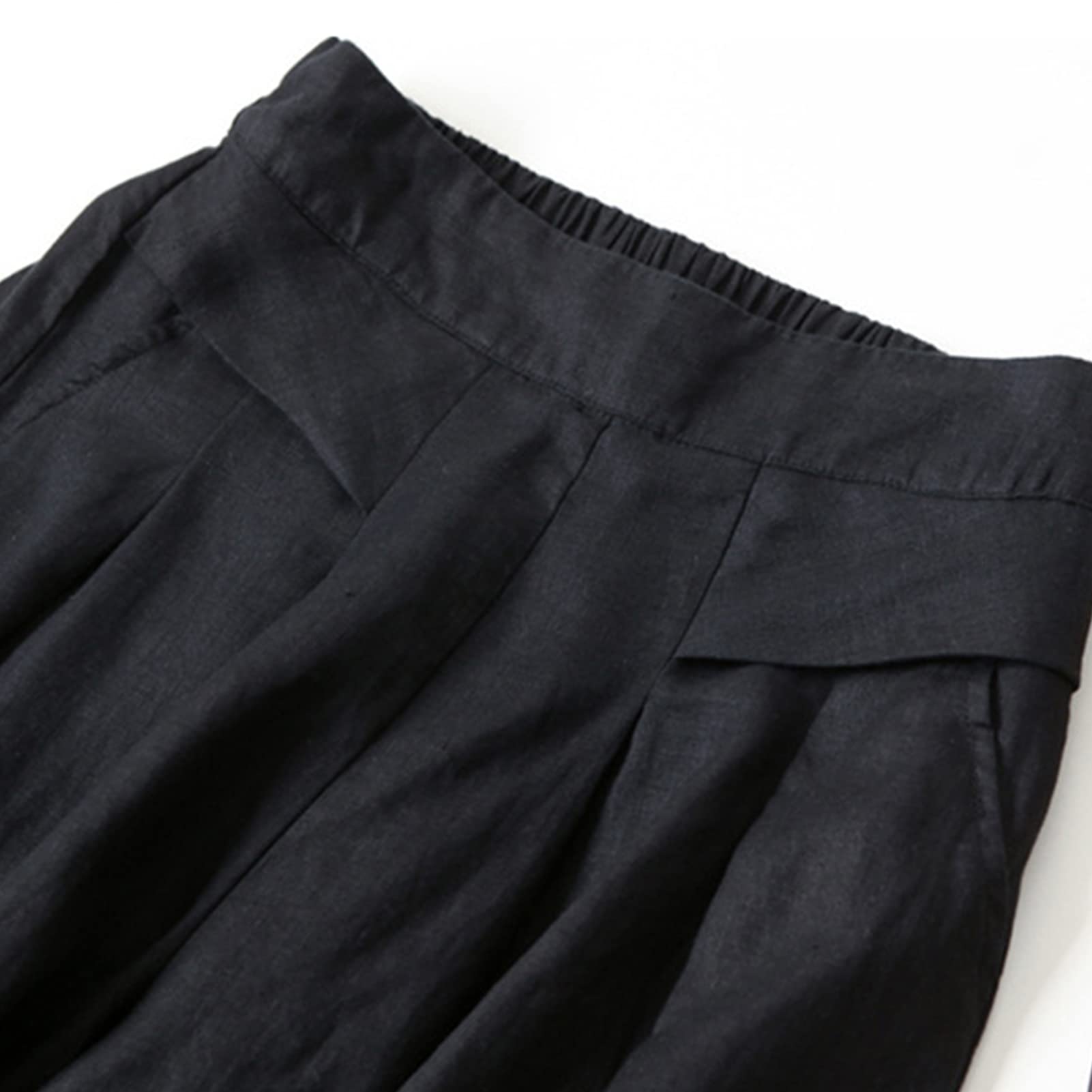 FEOYA Jupe Pantalon Femme Fluide Eté Sarouel Jupe Culotte Taille Elastique Pantalon Ample Large