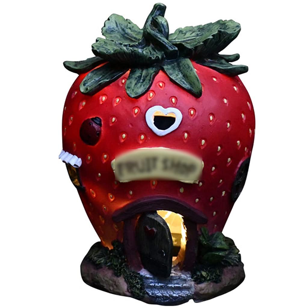 Amazon.co.jp: 屋外の彫像、芝生の彫刻、創造的なイチゴ、ソーラー