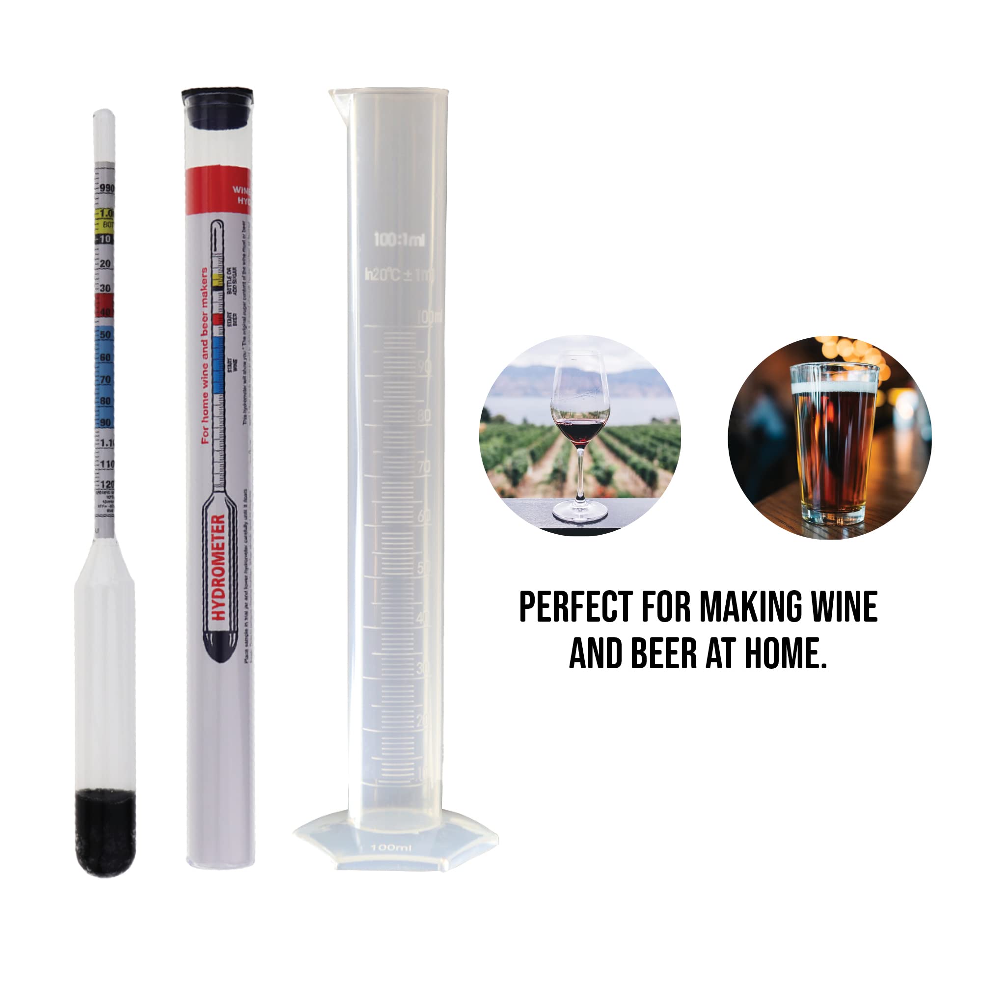 Buy Home Brew Hydrometer with Included 100 Millimeter Trial Sampling