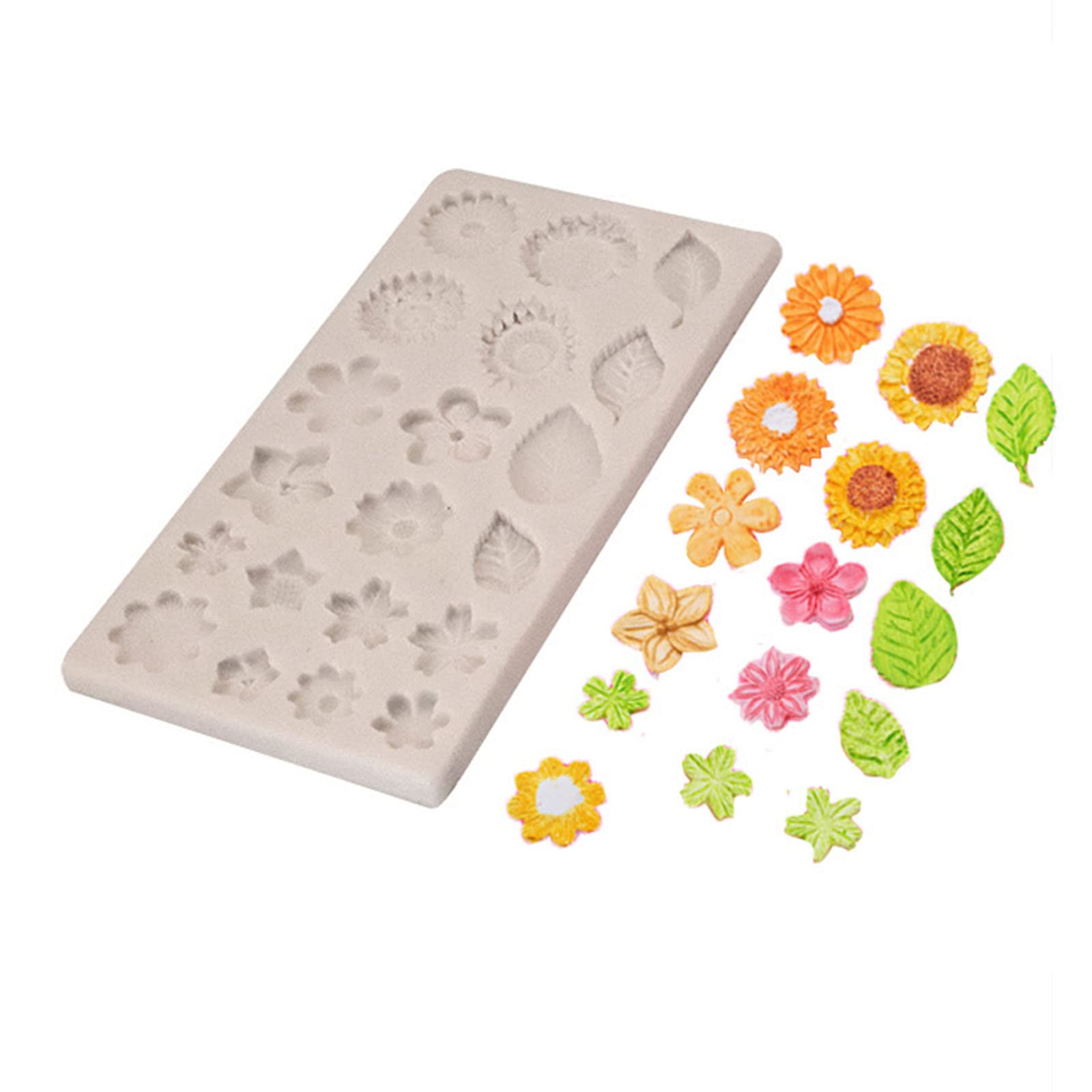 MYPRACS Set di 4 stampi in silicone a forma di girasole, per decorare torte, pasta di gomma, cupcake, caramelle, cioccolato, argilla polimerica, MY133CK