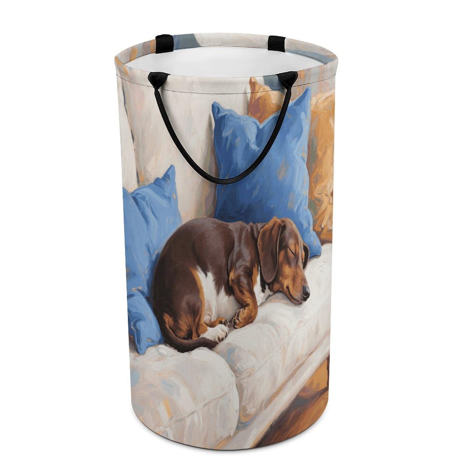 Dachshund Laundry Basket with Handles Large Collapsible Laundry Bag Freestanding Waterproof Clothes Hamper Decor Storage of Dirty Clothe for Family Bathroom 86L