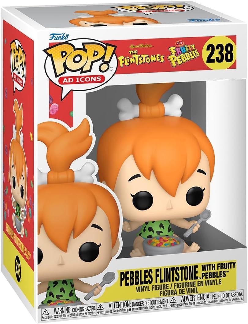 POP Ad Icons: Pebbles Flintstone with Fruity Pebbles Funko Vinyl Figure (Bundled with Compatible Box Protector Case), Multicolor, 3.75 inches