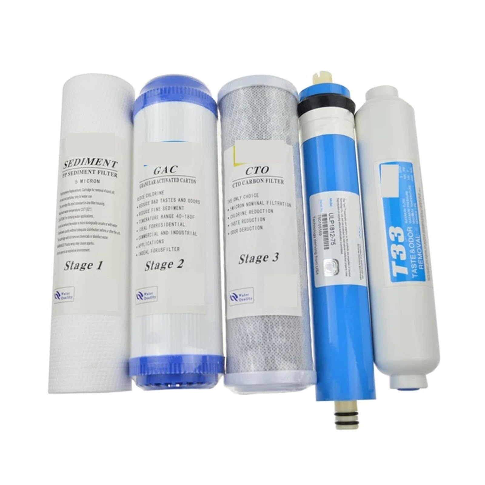 Purificador de agua Cartucho de filtro de 5 etapas Membrana RO de 75 Gpd | Filtros de agua del sistema de ósmosis inversa for el hogar