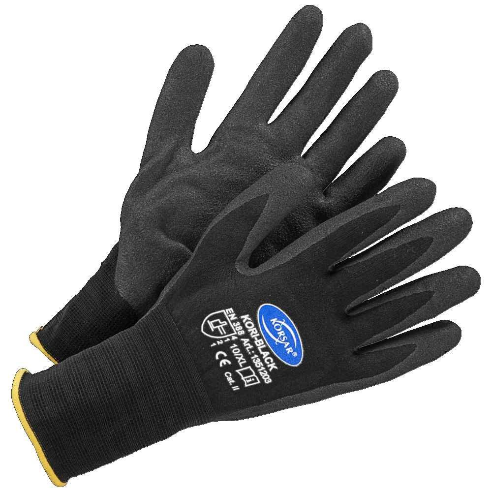 12 Paar Arbeitshandschuhe KORSAR Black Montagehandschuhe Nylon