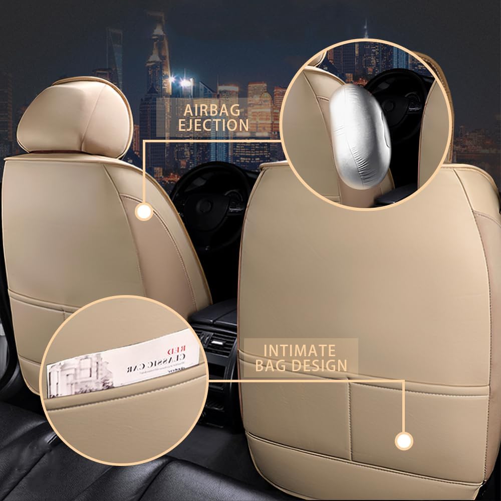 Condition photo showing New/Like New for car seat cover for ford mustang 2000-2024, waterproof and wear resistant sports seat cover, premium nappa leather seat protector. (2 seats standard/beige)