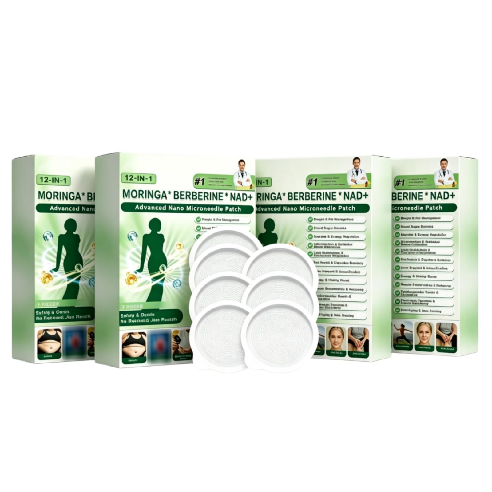 Moringa x Berberine 12 in 1, patch dimagranti con nano-micro-aghi, ingredienti naturali, portatili e confortevoli