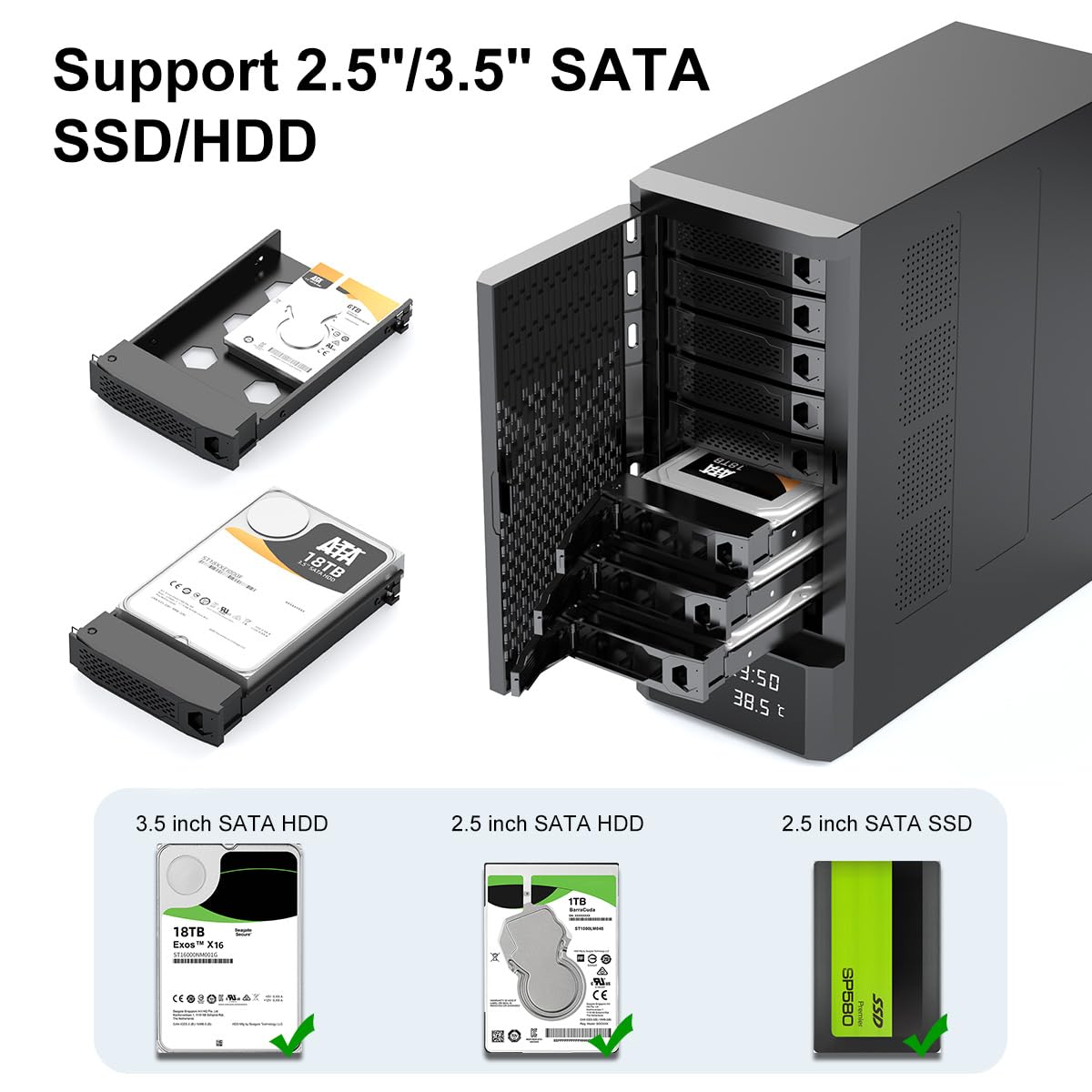 Amazon.com: MAIWO 8 Bay HDD Enclosure(10Gbps) Hard Drive Docking