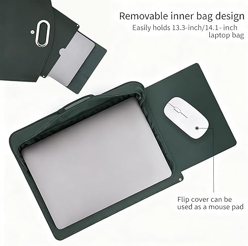 Miniatura 4 de El juego de 2 piezas sofisticado juego de laptop y bolso de mano de cuero impermeable para negocios, bolso grueso para computadora portátil, juego