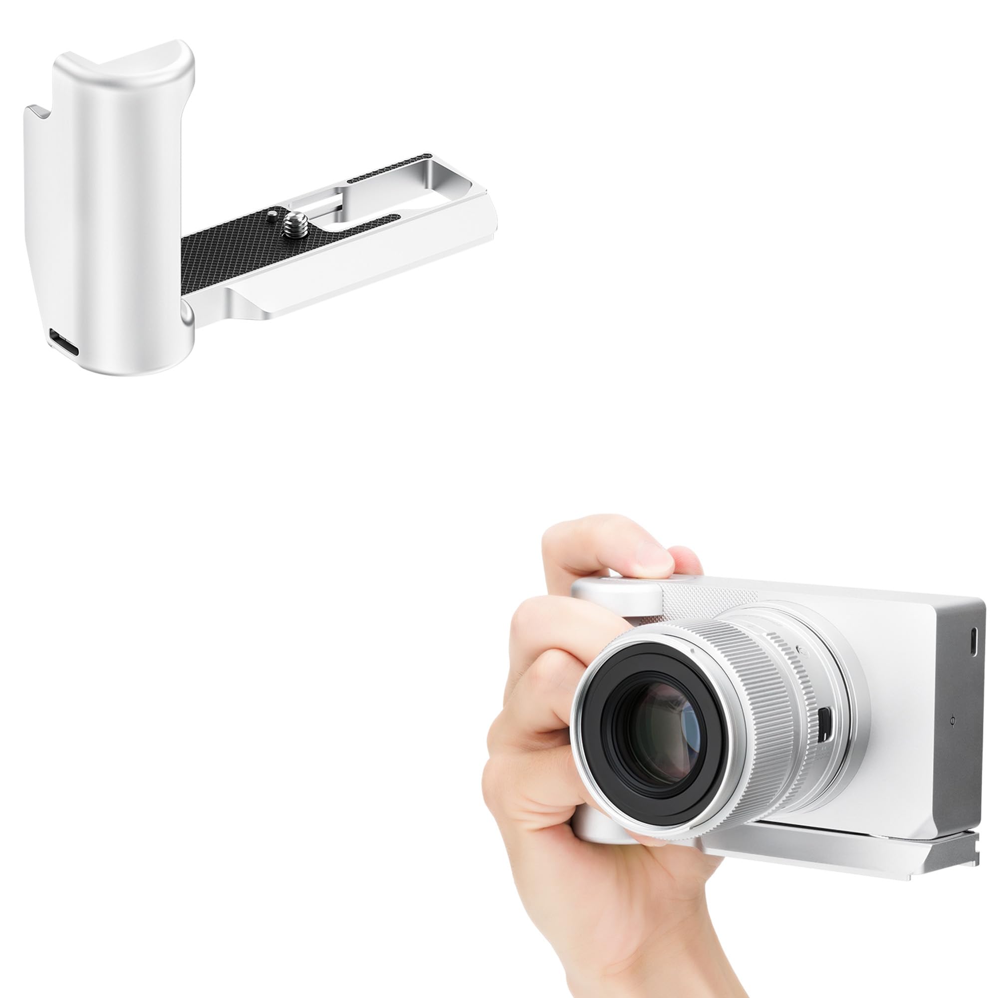 JJC Metall-Handgriff Kompatibel mit Sigma BF, Arca-Typ, Silber