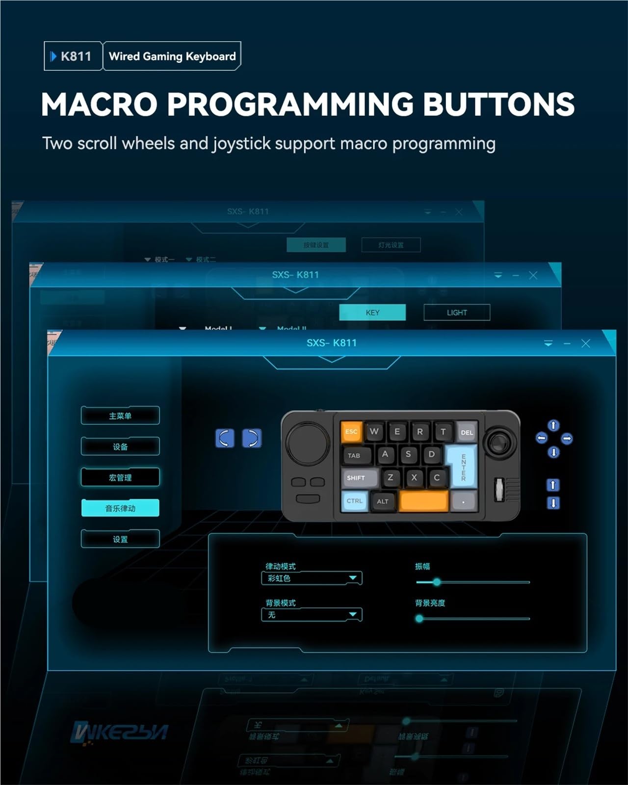 Programmatore meccanico a 19 tasti, hot swap, cablato con rotella di scorrimento del volume, per computer e laptop (bianco)