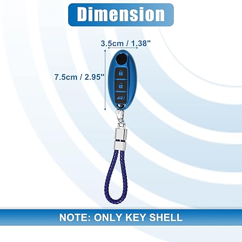 Miniatura 5 de X AUTOHAUX Funda de TPU para llavero de automóvil de 3 botones para Nissan Qashqai Juke X-Trail Micra Murano con kit de llaveros, protector remoto