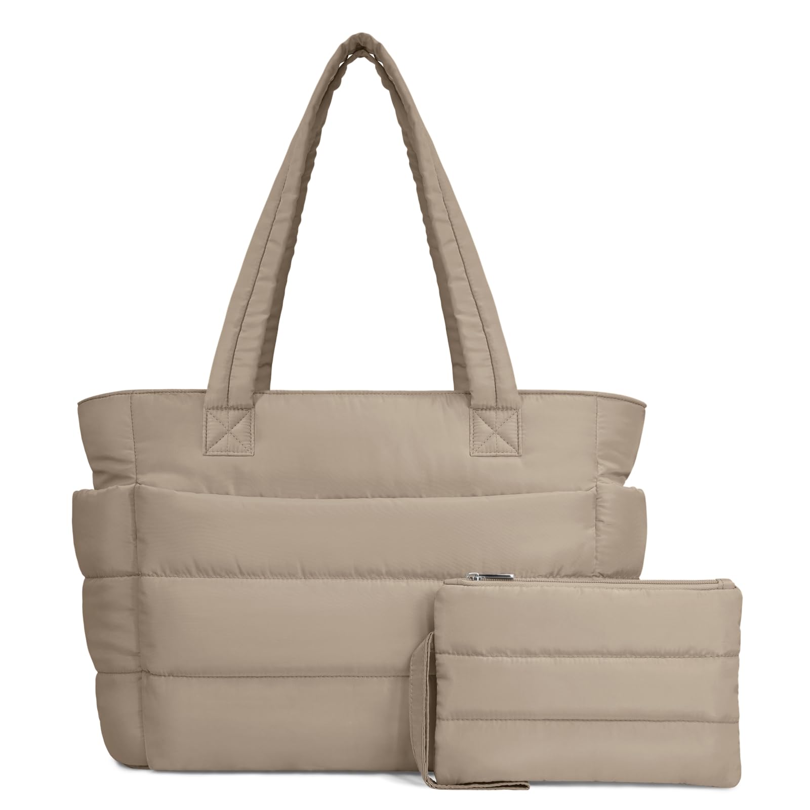 TOPDesign Puffer Tote Bag for Women, Lightweight Puffy Handbag with Compartments, Quilted Shoulder Bag for Work, Travel, Gym