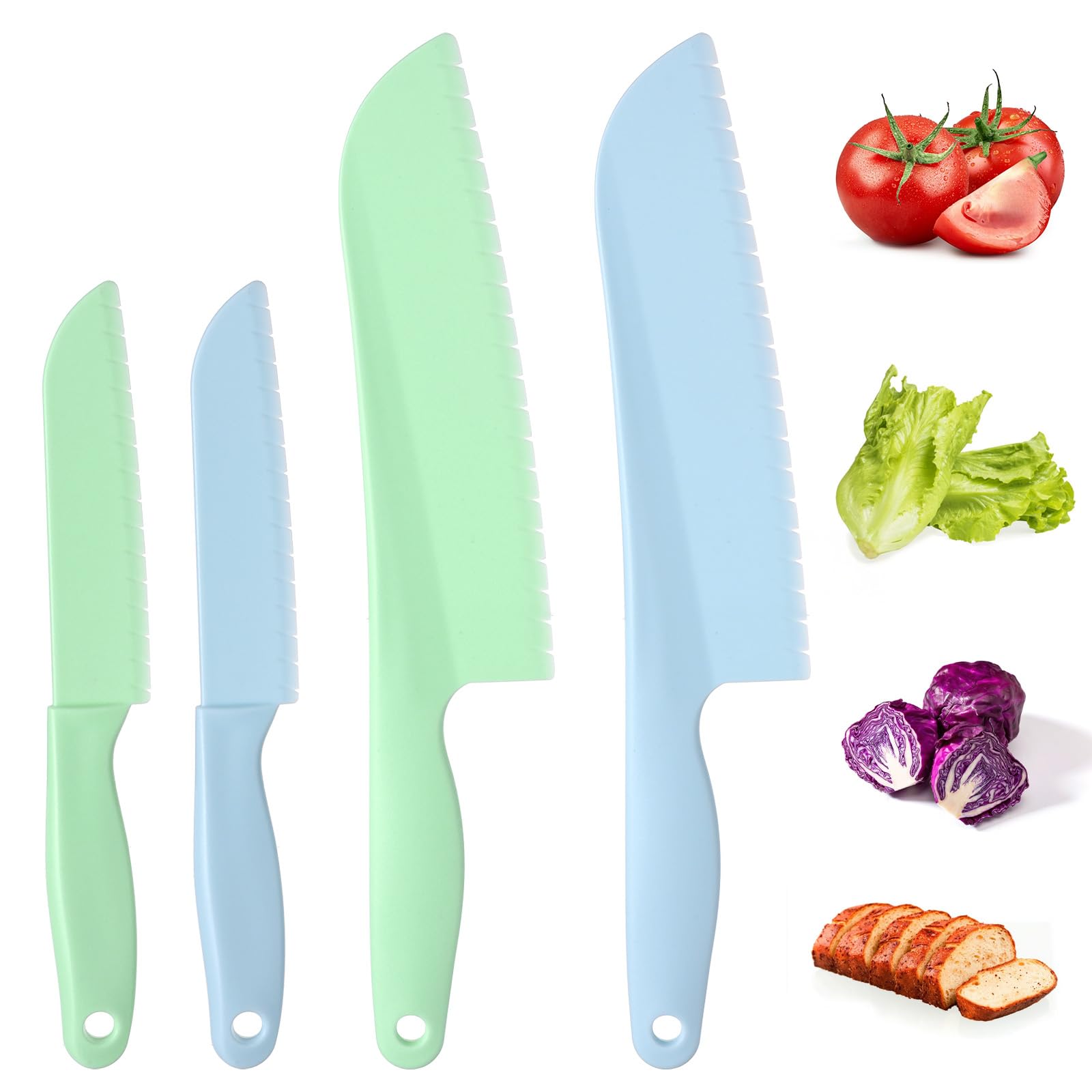 Mabor Plastic Lettuce Knife, 4Pcs Lettuce Knife to Prevent Browning