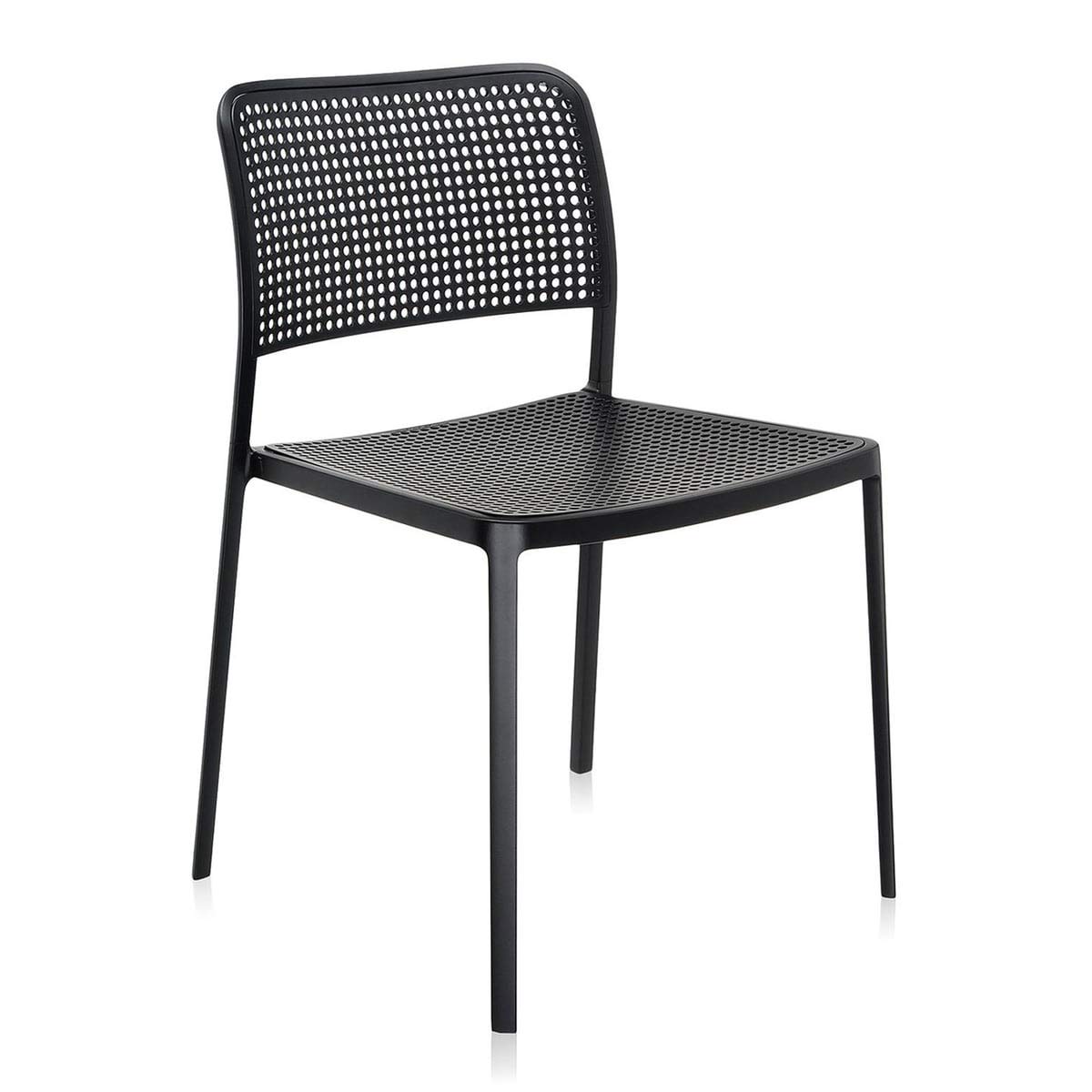 Kartell Audrey Sedia Senza Braccioli in Alluminio Verniciato, Nero, Set da 2