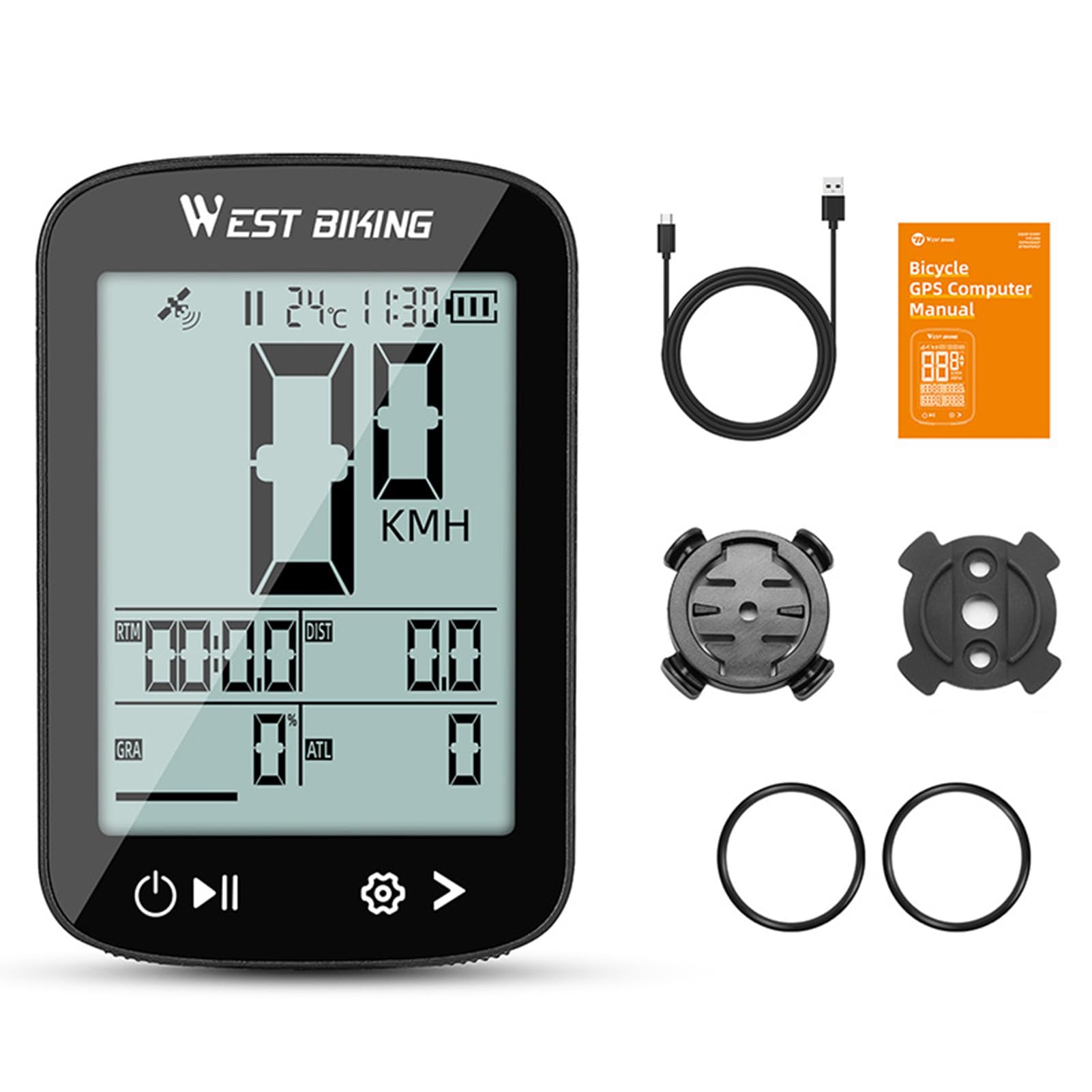 Ordinateur de vélo Mavaol sans Fil avec écran LCD de 2,4 Pouces, GPS Rechargeable, Ordinateur de Cyclisme