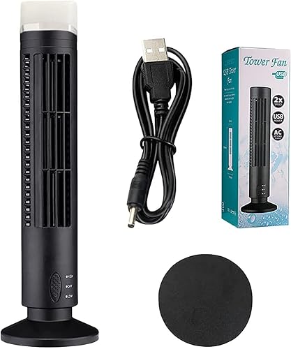 Miniatura 4 de Ventilador de torre USB mejorado sin aspas con luz LED, ventilador de mesa de escritorio con 2 velocidades, acondicionador vertical A-ir de 13