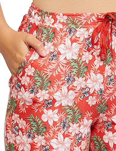 Image of Van Heusen Women Lounge Pants - Modal Cotton - Allover Print, Functional Pocket, Ultra Soft, Drawstring Waist 55307 Poppy Hawaiian Tropical L
