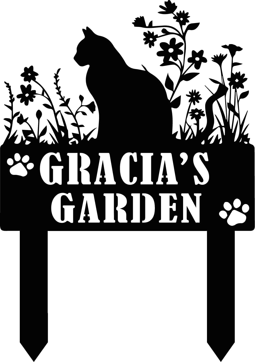 Personalized Flowers Garden Sign with Stakes, Customized Metal Sign for Outdoor, Custom Flowers Metal Garden Decor, Sign for Flower Beds, Metal Yard Art, Patio Garden Decorations, Housewarming Gift