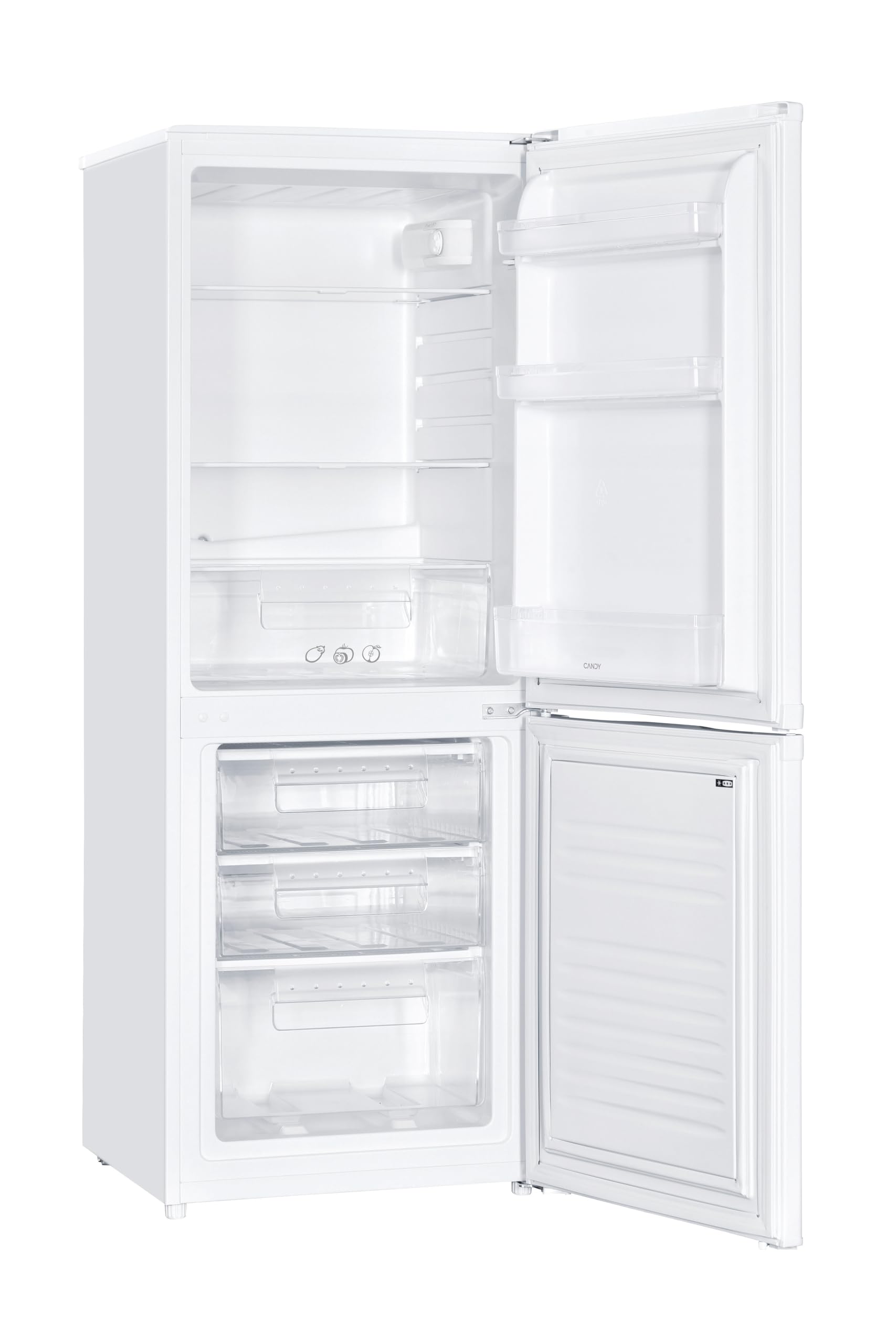 CANDY Frigorifero Combinato, Libera Installazione, 207 L (138L Frigo + 69L Freezer), Statico, Classe E, Silenzioso 40 dB, Luce LED, Porta Reversibile, 151 x 55 x 58 cm, Bianco - CHCS 514EW