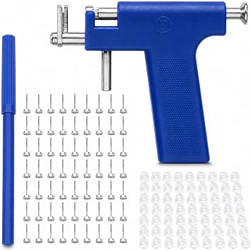 Stainless Steel Body Piercing Tool Kit Professional Ear Nose Navel Piercing Machine with 98 Pcs Ears Studs Tools Earring Stoppers