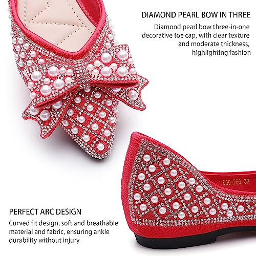 Image of Flats Shoes Women Rhinestone Square Fashion Ballet Flats Wedding Flats for Women Comfortable Slip on Low Heel Dress Shoes