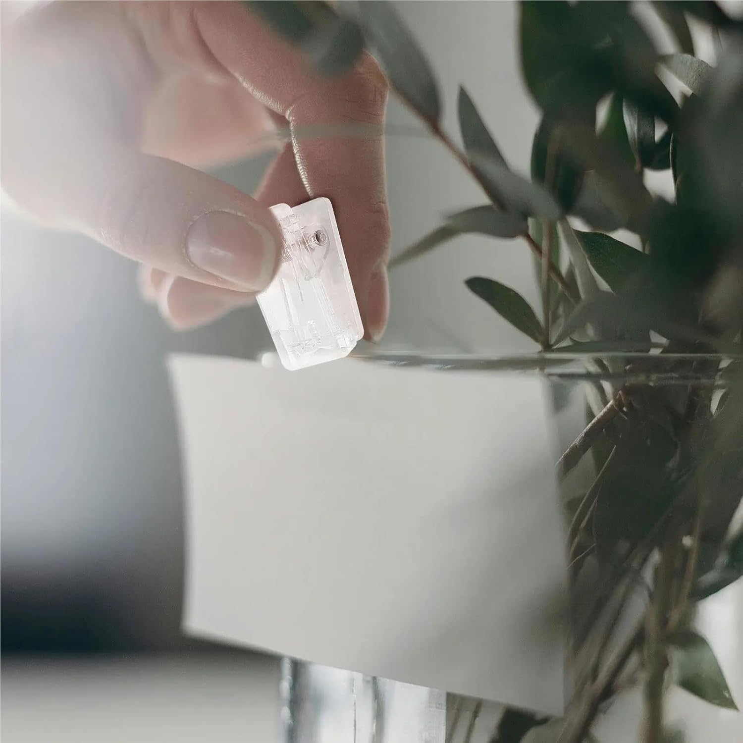Adhesive Clips for Hanging 150pcs Self-Adhesive Small Clips Clear Plastic Spring Clip for DIY Crafts Id Badge Holder Wall Mount Hanging