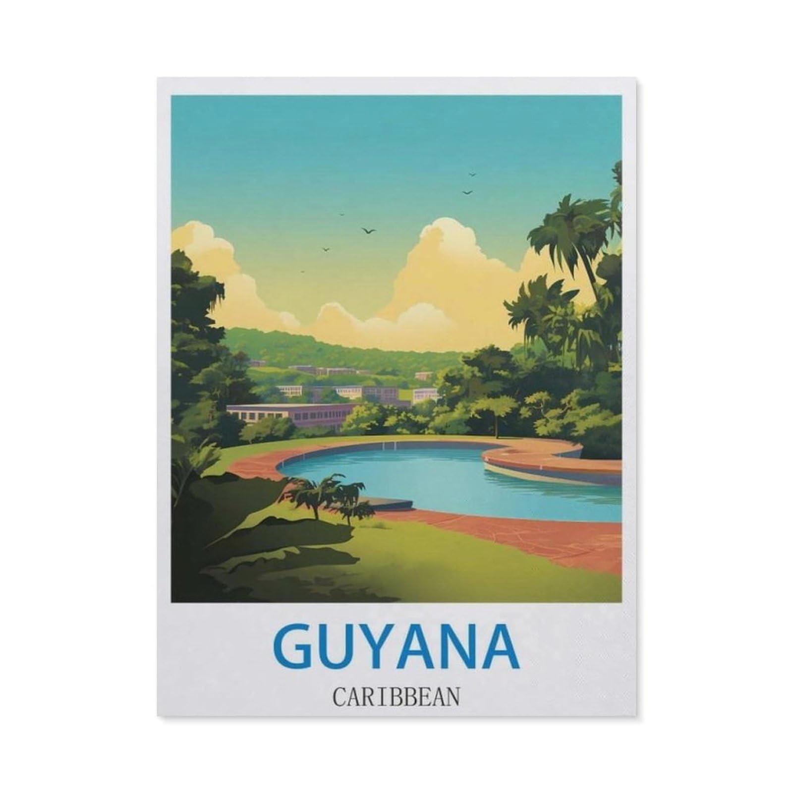 BEAYODKP 5D DIY Diamond Painting kit，Guyana Caribbean，Round Resin Diamond Cross Stitch, Home Decoration Gift（30 x 40 cm/11.81 x 15.74 inches）-CL99