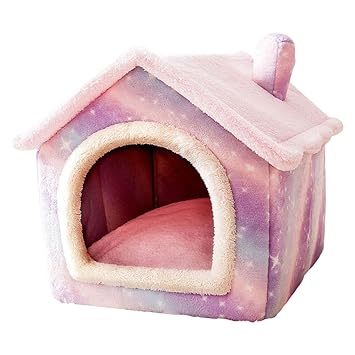 Indy Mall Pet Dog Bed Warm Winter Indoor Deep Sleep Cat Pet Supplies Kennel Dog House Pink L